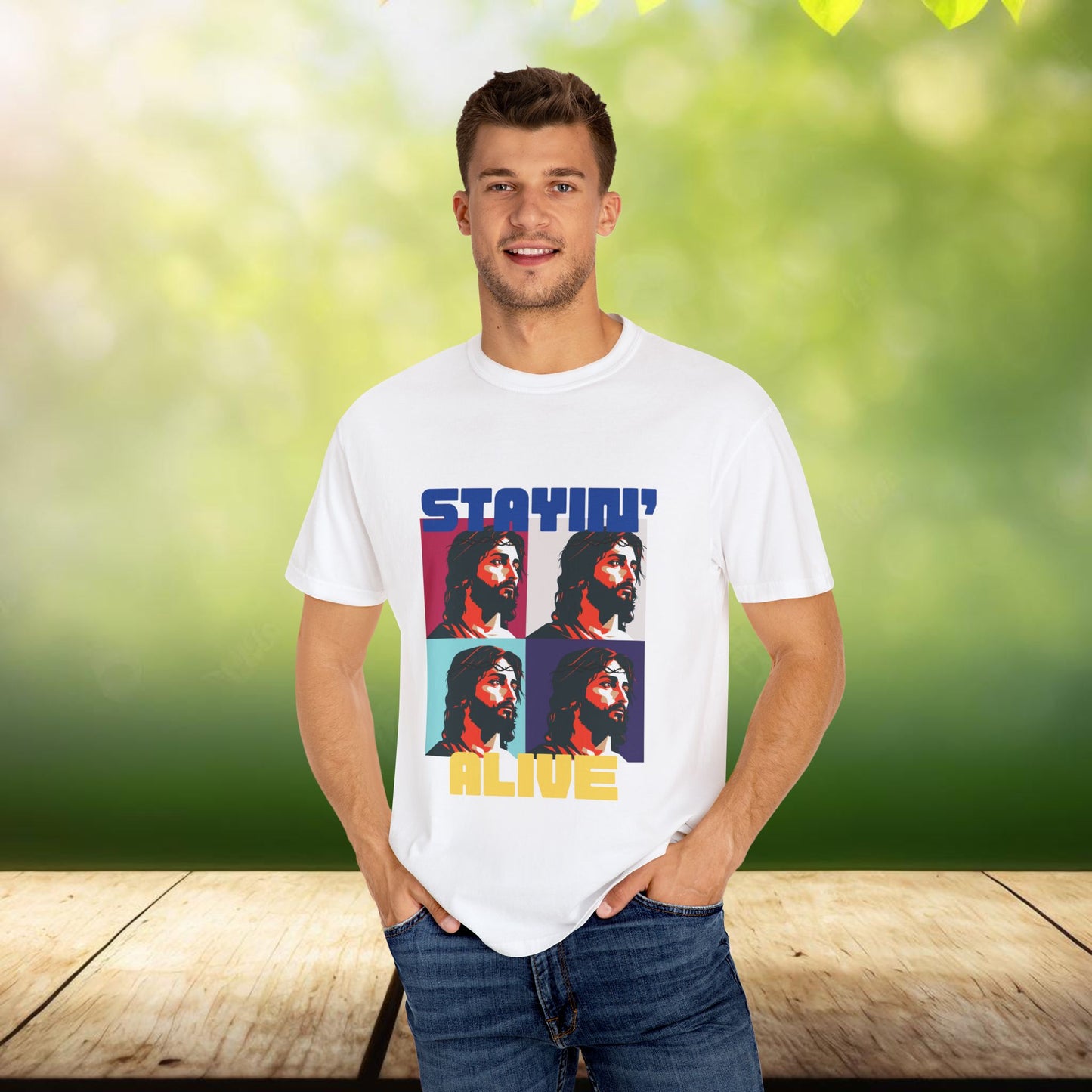 Stayin Alive Comfort Colors Christian Unisex Tee - Faith-based Tshirt, Religious Apparel, Inspirational Shirt, Comfortable Top, Christian