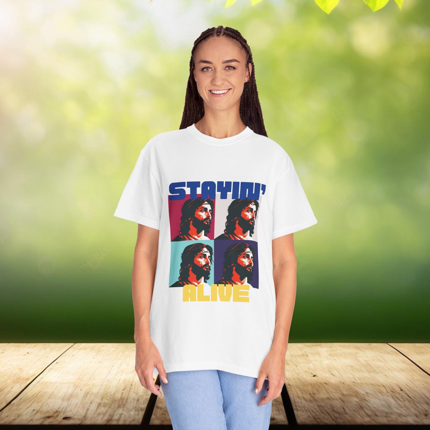 Stayin Alive Comfort Colors Christian Unisex Tee - Faith-based Tshirt, Religious Apparel, Inspirational Shirt, Comfortable Top, Christian