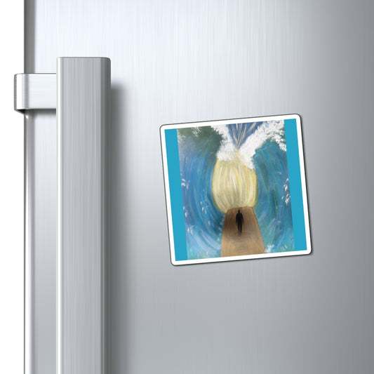 Christian Art Magnet, Moses Parting the Sea Hand Painted Picture, Religious Fridge Decor, Inspirational Bible Verse, Christian Gift Idea,