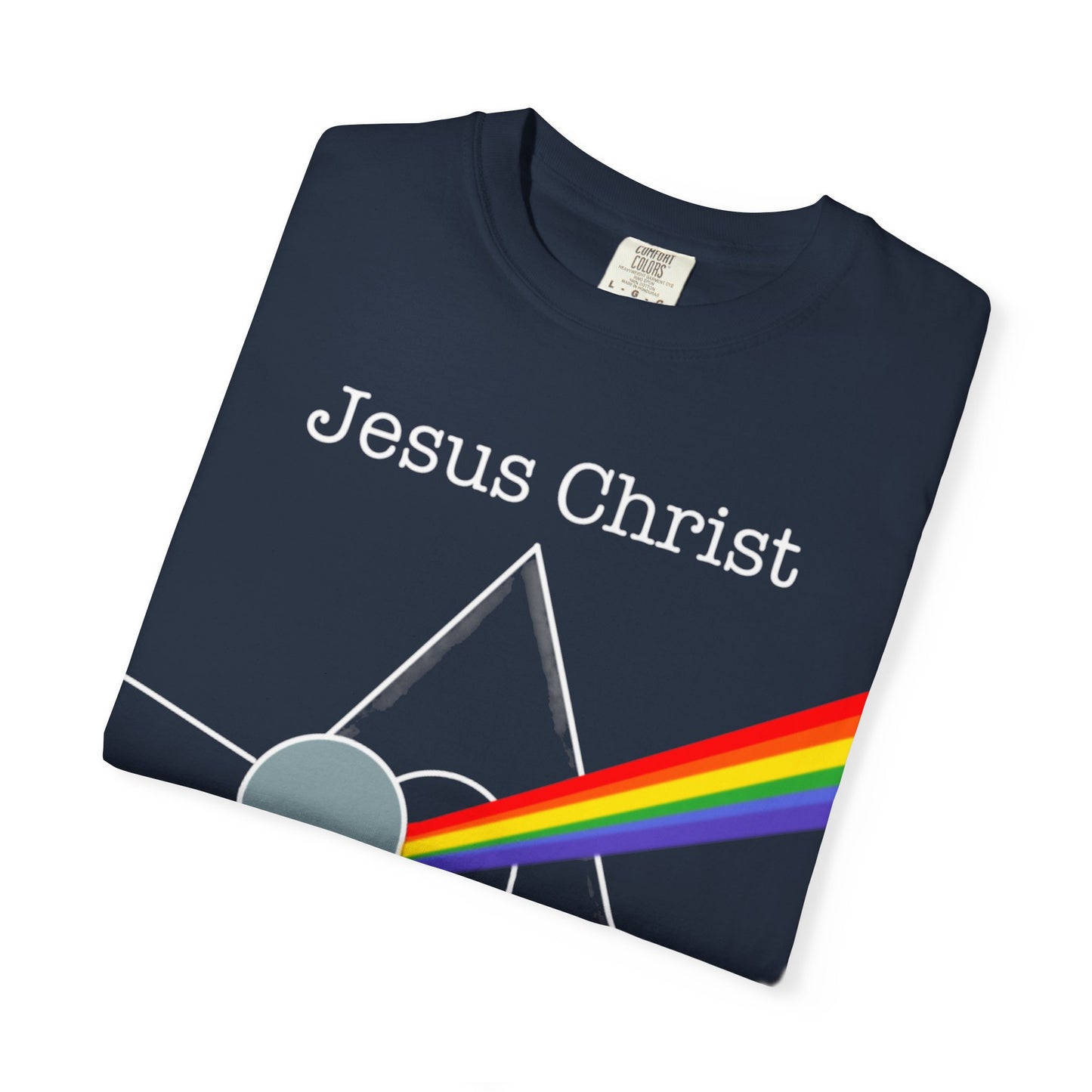 Christian Jesus Christ Pink Floyd Unisex Garment-Dyed T-shirt, Bright Side of the Tomb Tee, Relaxed Fit Shirt, Vintage Washed Top, Religious